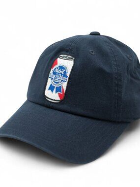Pabst, Embroidered Large Can, Dad Hat, Adjustable Buckle Strap, Navy